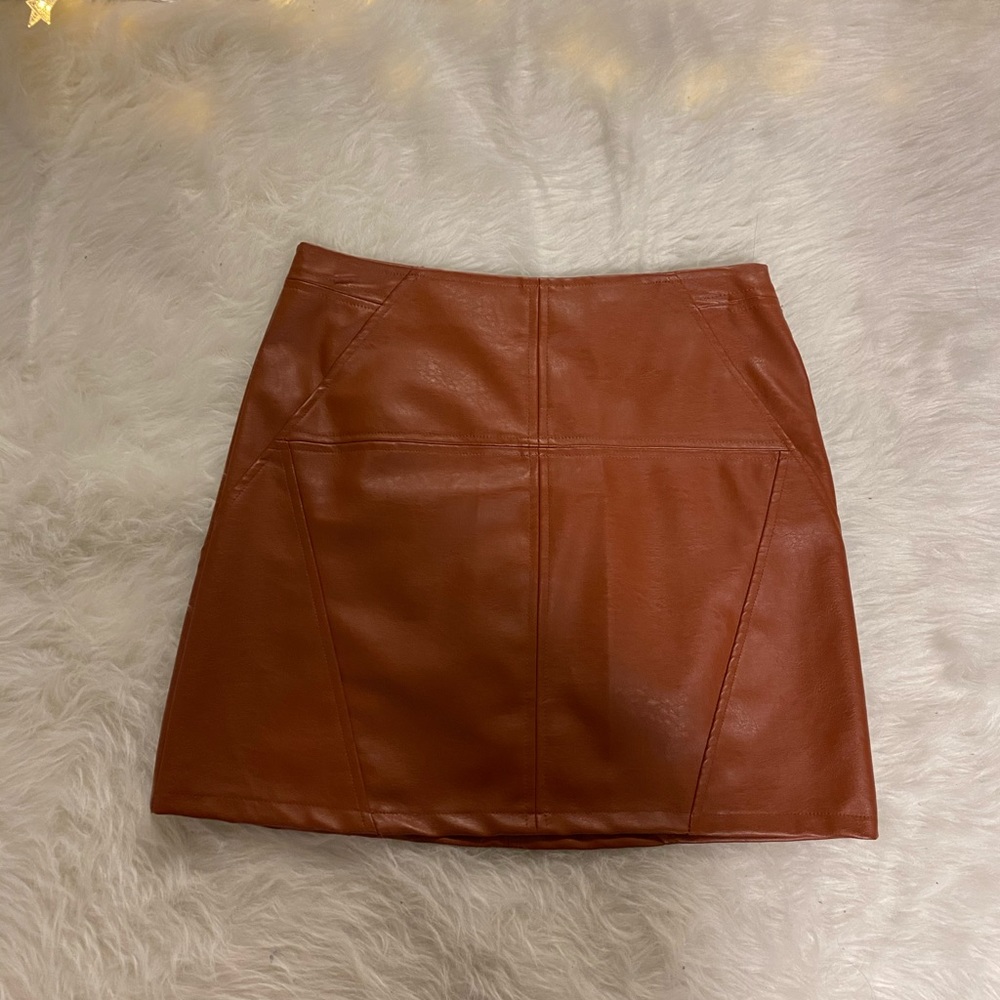 Brown leather skirt